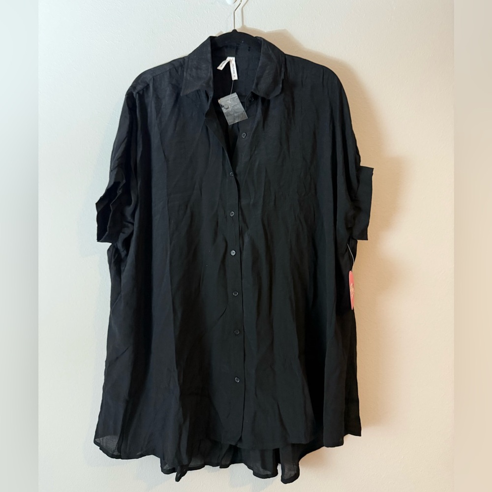 NWT Maternity Live 4 Truth Black Button Up Tunic Top or Cover Up
